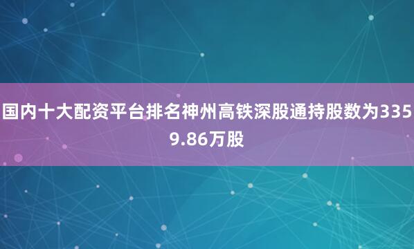 国内十大配资平台排名神州高铁深股通持股数为3359.86万股